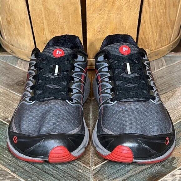 Merrell All Out Flash Gray Black Red Minimalist Trail Running Shoes Mens Size 8 - Picture 4 of 10